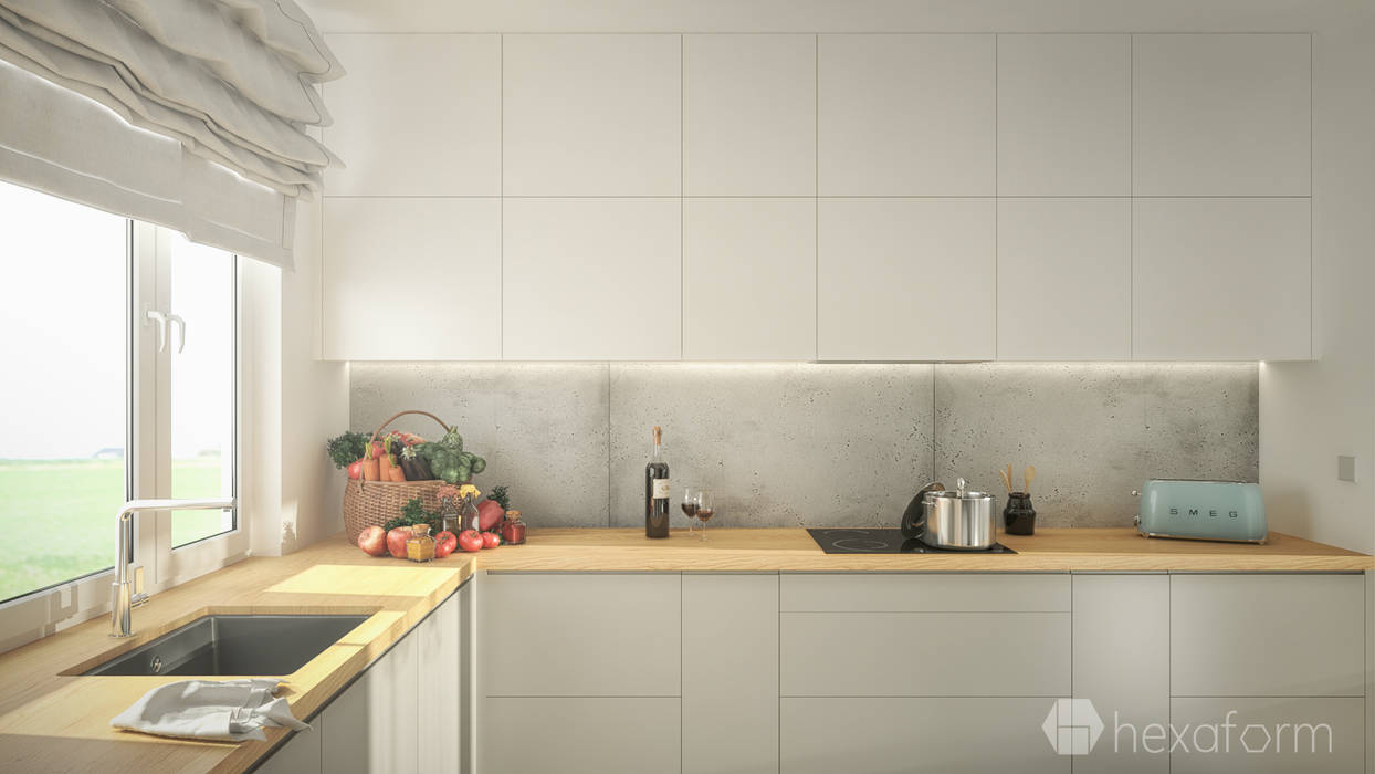 Projekt domu, hexaform - projektowanie wnętrz hexaform - projektowanie wnętrz Кухня в скандинавском стиле