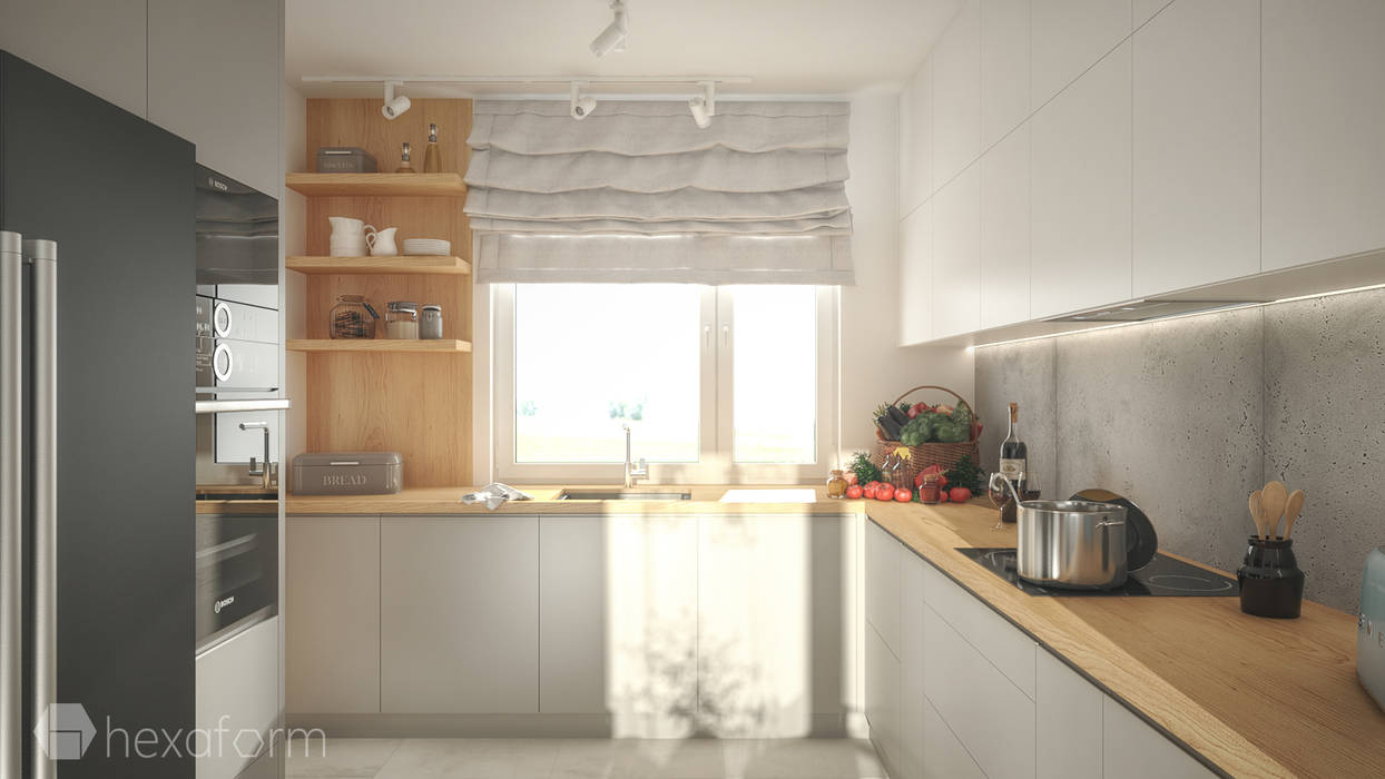 Projekt domu, hexaform - projektowanie wnętrz hexaform - projektowanie wnętrz Scandinavian style kitchen