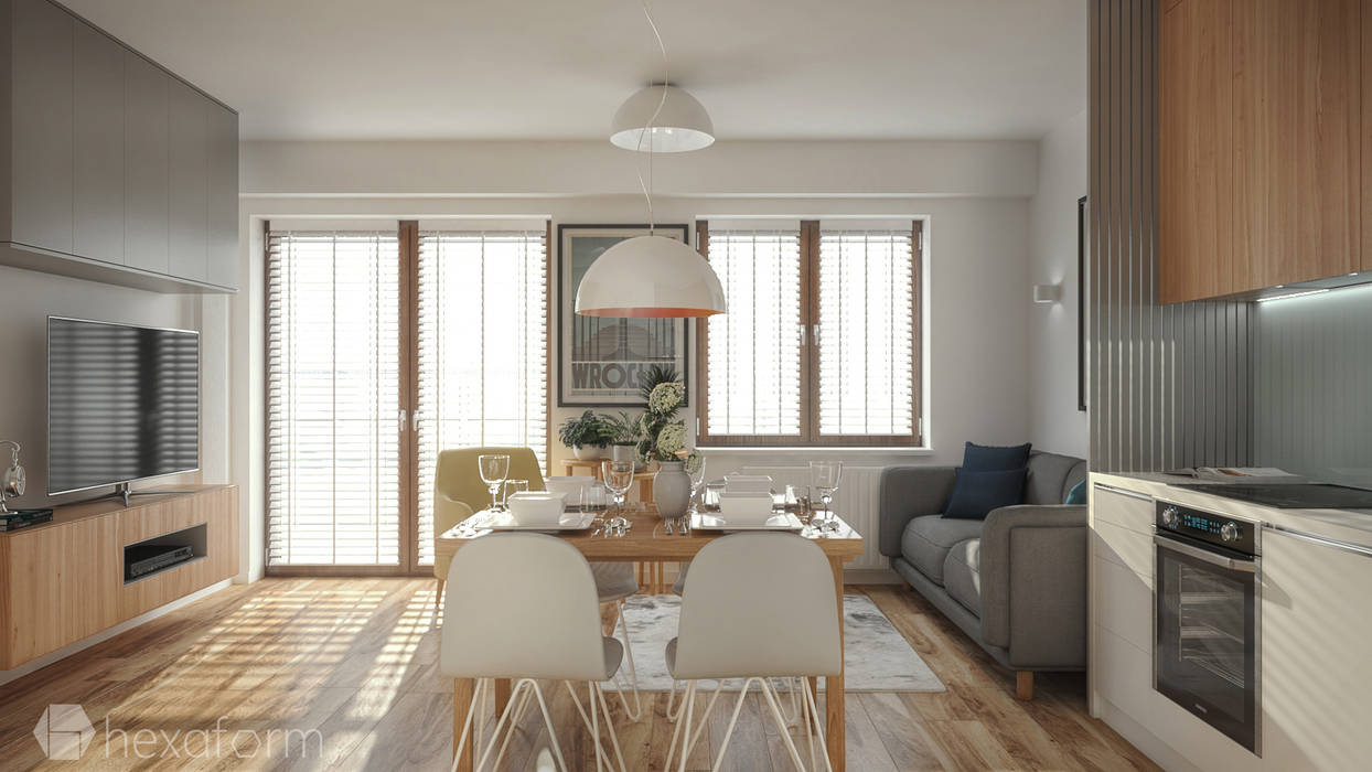 Mieszkanie 48 m2, hexaform - projektowanie wnętrz hexaform - projektowanie wnętrz Scandinavian style living room