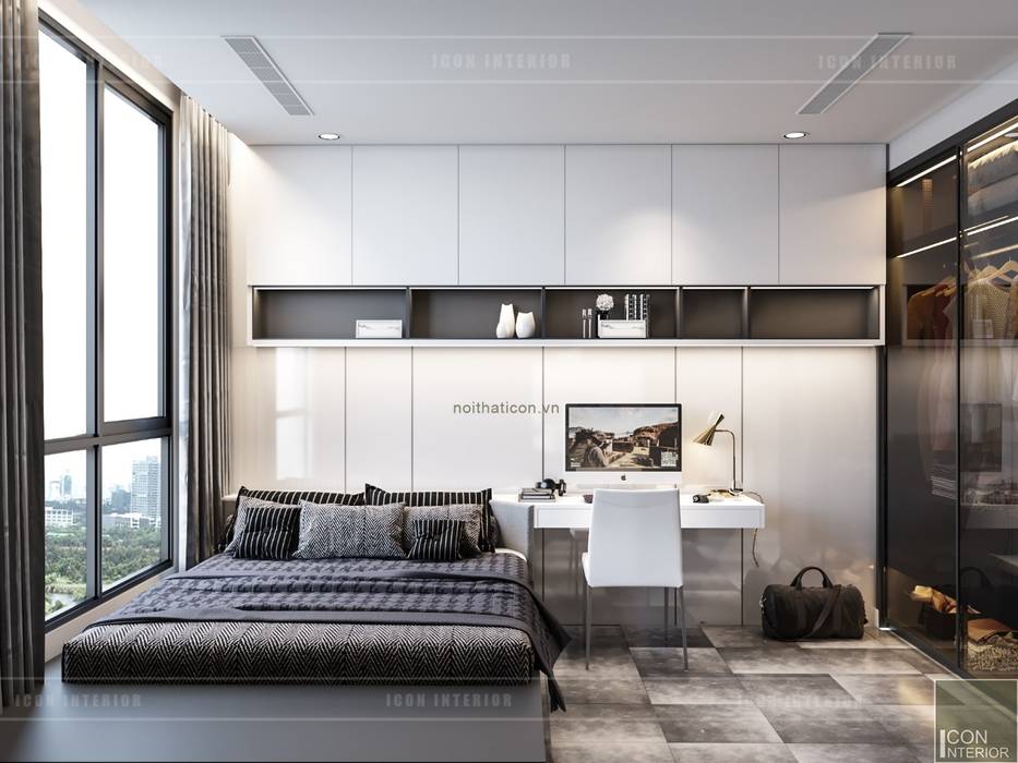 Thiết kế căn hộ Landmark 6 Vinhomes Central Park - Phong cách hiện đại, ICON INTERIOR ICON INTERIOR Chambre moderne