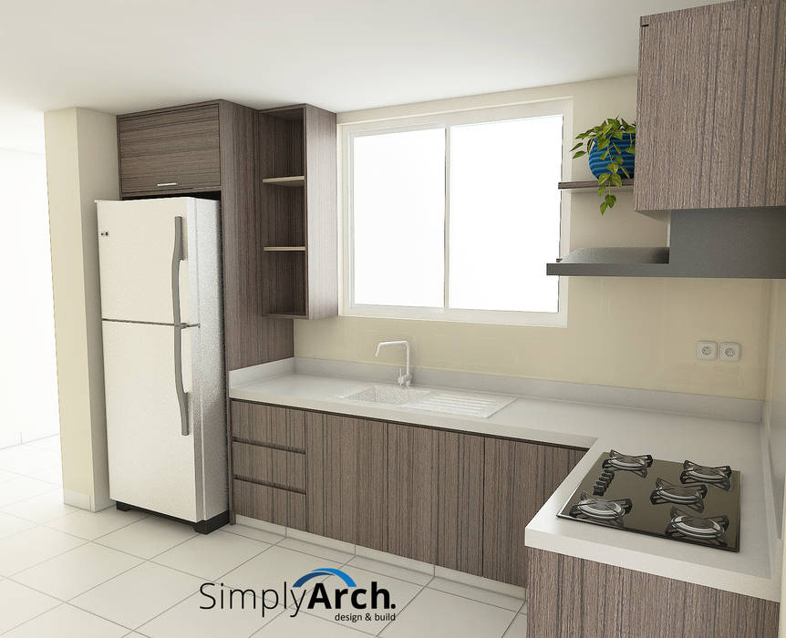 Wet Kitchen of Private House at PIK, North Jakarta, Simply Arch. Simply Arch. Dapur built in