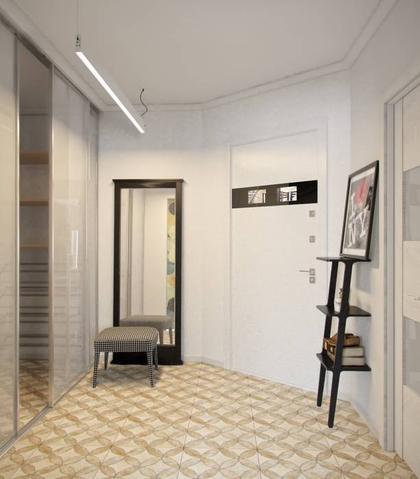 Дизайн двухкомнатной квартиры в скандинавском стиле, ЕвроДом ЕвроДом Scandinavian style corridor, hallway& stairs Drawers & shelves