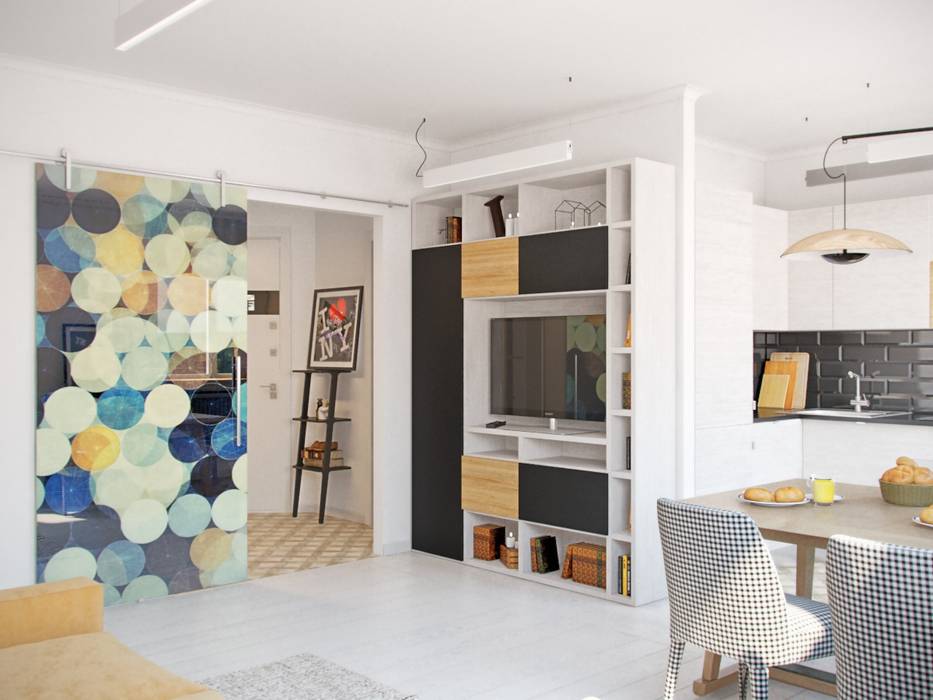 Дизайн двухкомнатной квартиры в скандинавском стиле, ЕвроДом ЕвроДом Living room Storage