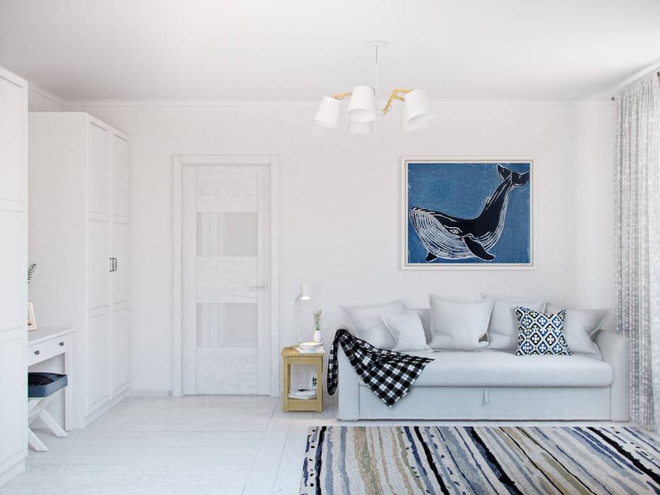 Дизайн двухкомнатной квартиры в скандинавском стиле, ЕвроДом ЕвроДом Детская комнатa в скандинавском стиле Кровати