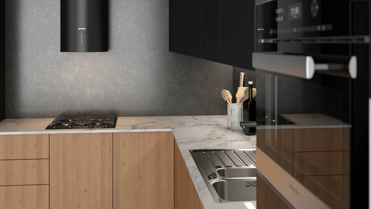 Siyah Mutfak, Dündar Design - Mimari Görselleştirme Dündar Design - Mimari Görselleştirme Modern style kitchen