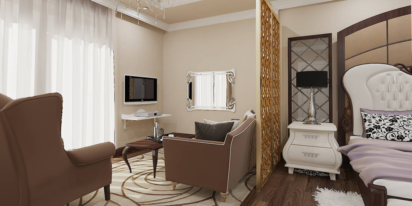 Aynalar ANTE MİMARLIK Klasik Yatak Odası iç mekan tasarım,yatak odası,aynalar,seperatör