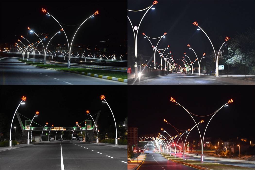 Yüksek Yol Aydınlatma Direkleri, PALMİYE AYDINLATMA PALMİYE AYDINLATMA สวนแบบเซน อลูมิเนียมและสังกะสี