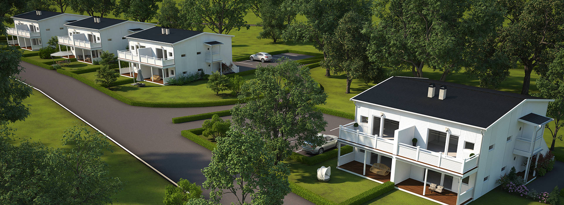 ​Daytime craftsmen style exterior aerial view 3DArchPreVision Country house انجینئر لکڑی Transparent