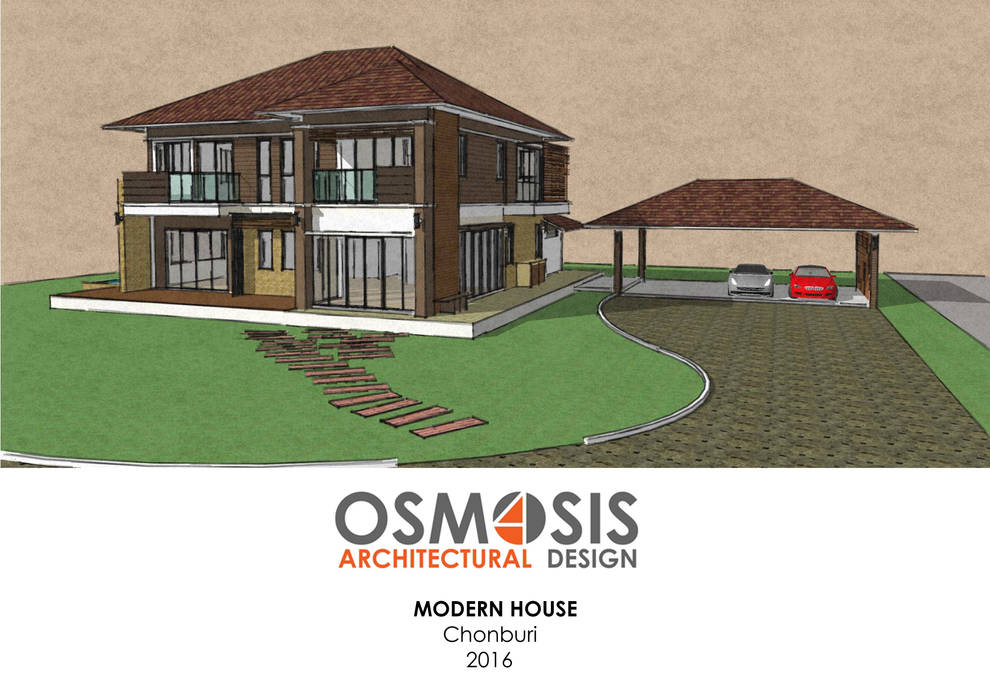 Modern Contemporary House, OSMOSIS Architectural Design OSMOSIS Architectural Design Eengezinswoning Beton