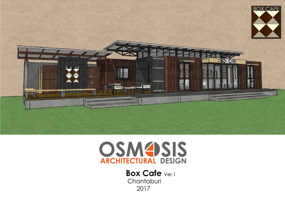 Box Cafe Ver.1, OSMOSIS Architectural Design OSMOSIS Architectural Design Бунгало Железо / Сталь