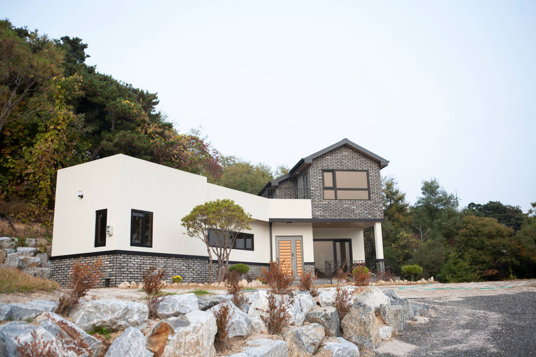 도화리주택, 8sky design 8sky design Chalets & maisons en bois Bois Effet bois