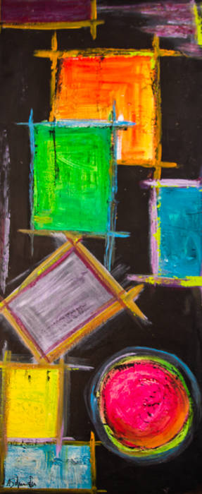 Quadro abstrato com formas geometricas por atelier de pintura anette  schnaider moderno | homify