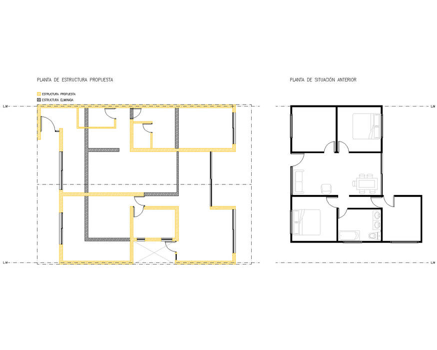 Planta de situación anterior y situación propuesta. homify