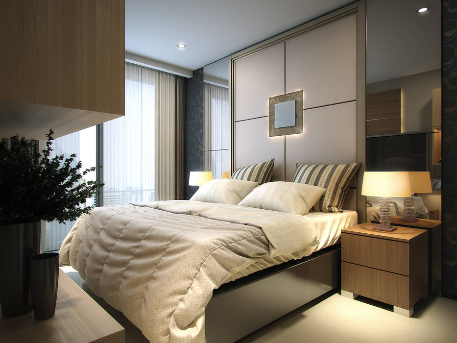 Apartemen Jakarta, Ectic Interior Design & Build Ectic Interior Design & Build Kamar Tidur Modern