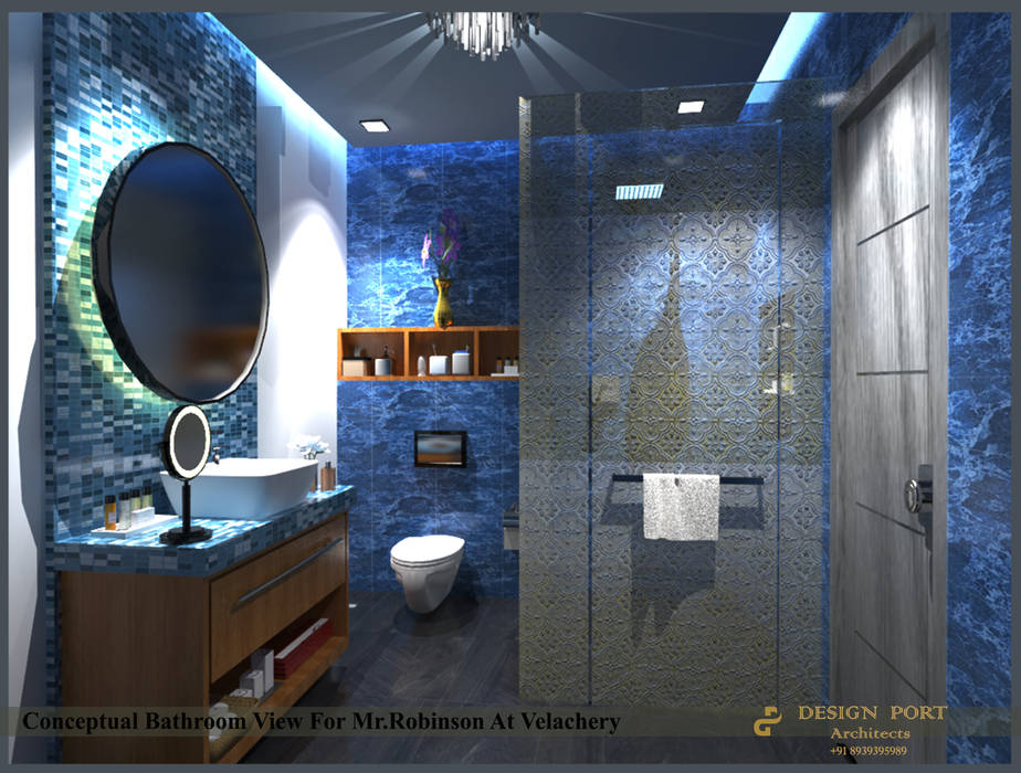 Bedroom 2 Bathroom Design port Modern bathroom Marble Mirror,Tap,Plumbing fixture,Makeup mirror,Sink,Blue,Bathroom cabinet,Bathroom,Purple,Cabinetry