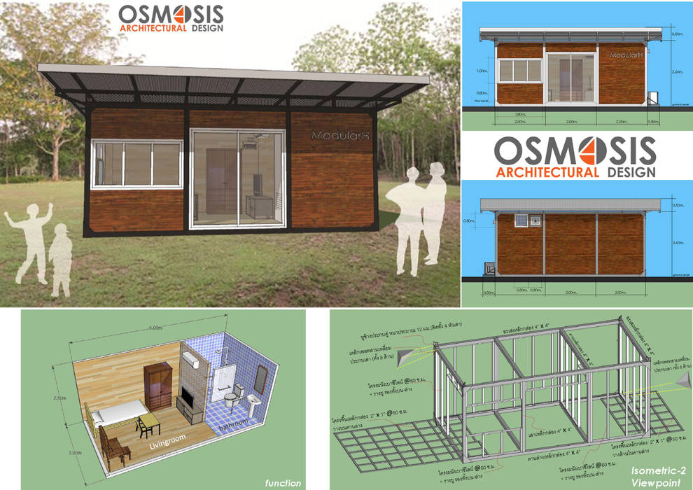 Modular Hut, OSMOSIS Architectural Design: ที่เรียบง่าย โดย OSMOSIS Architectural Design, มินิมัล
