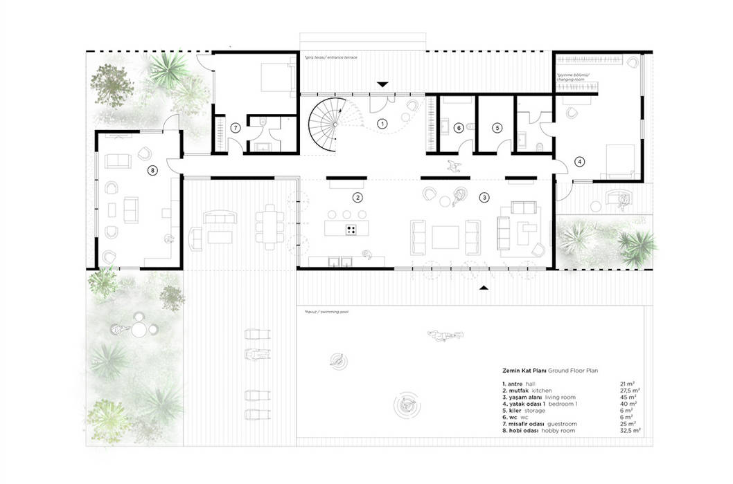 Akçakoca Haftasonu Evi, Slash Architects Slash Architects Zeminler plan