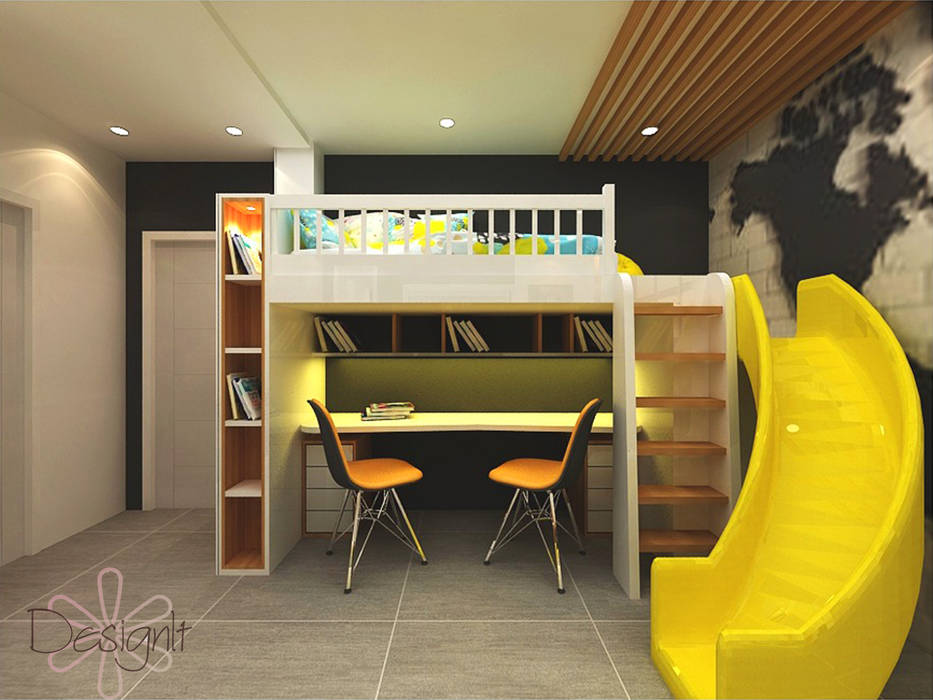 STUDY TABLE WITH BUNK BED DESIGNIT Small bedroom پلائیووڈ