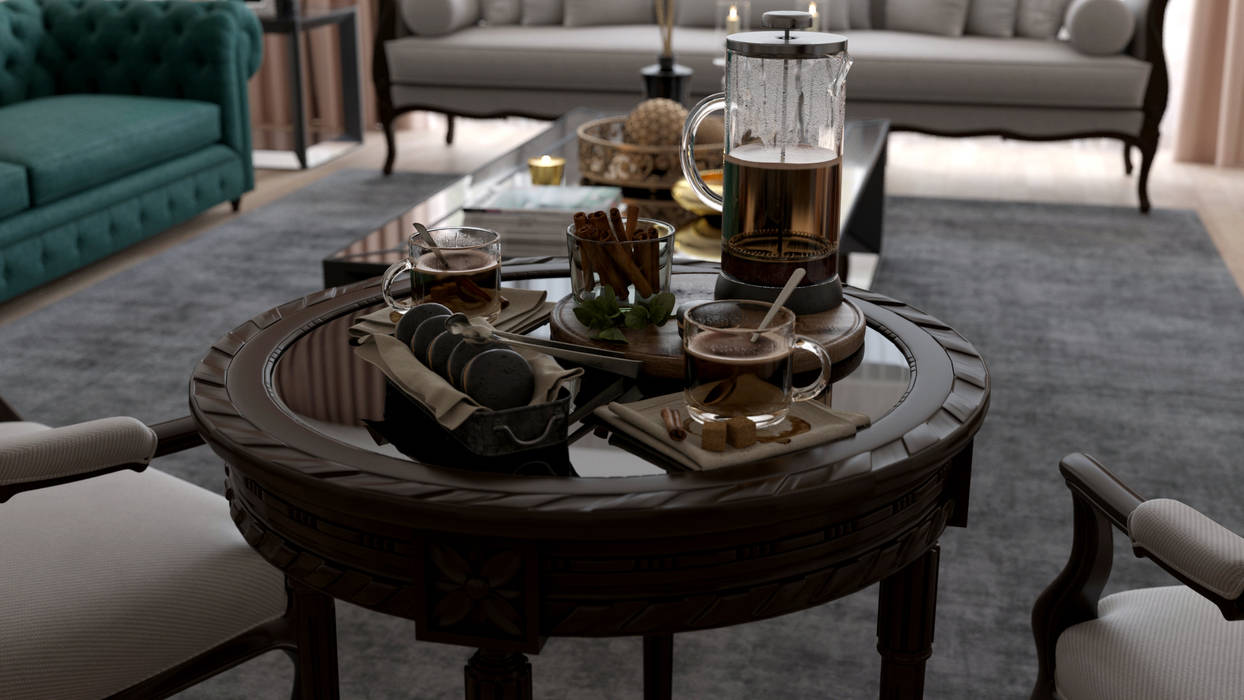 Casa mobilya salon görselleştirmesi klasik oturma odası dündar design