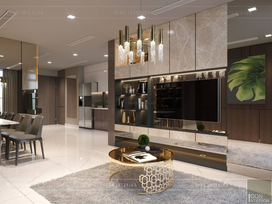 Thiết kế nội thất hiện đại căn hộ Vinhomes Central Park - ICON INTERIOR, ICON INTERIOR ICON INTERIOR Phòng khách