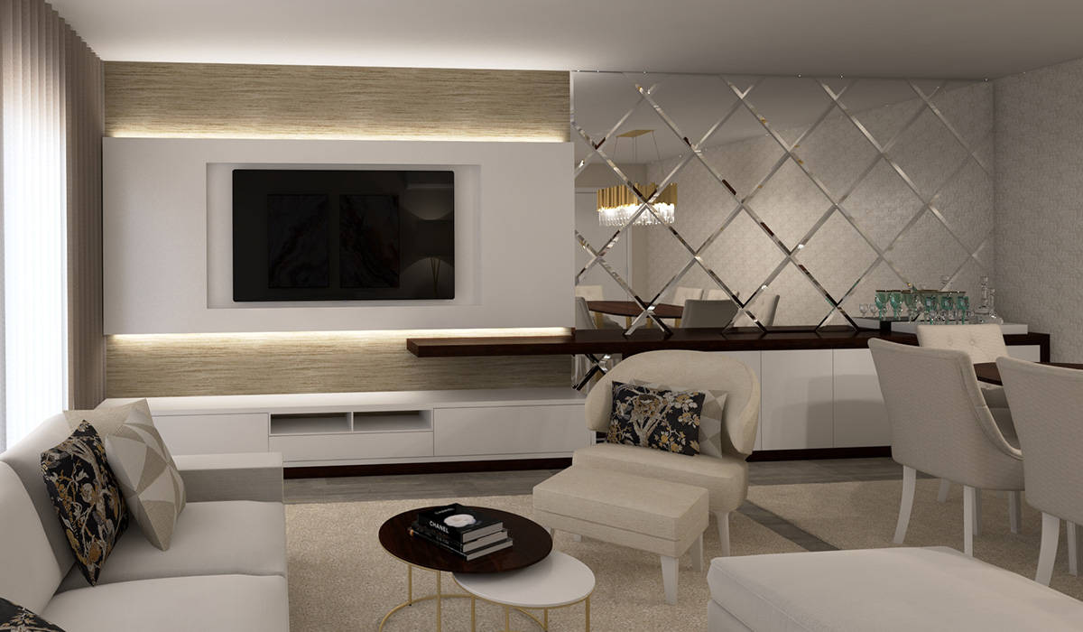 Projeto 3D - Apartamento Montijo, Ana Andrade - Design de Interiores Ana Andrade - Design de Interiores Salas de estilo moderno