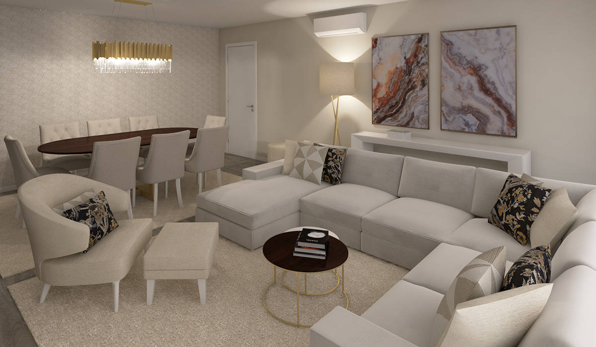 Projeto 3D - Apartamento Montijo, Ana Andrade - Design de Interiores Ana Andrade - Design de Interiores Salas de estilo moderno