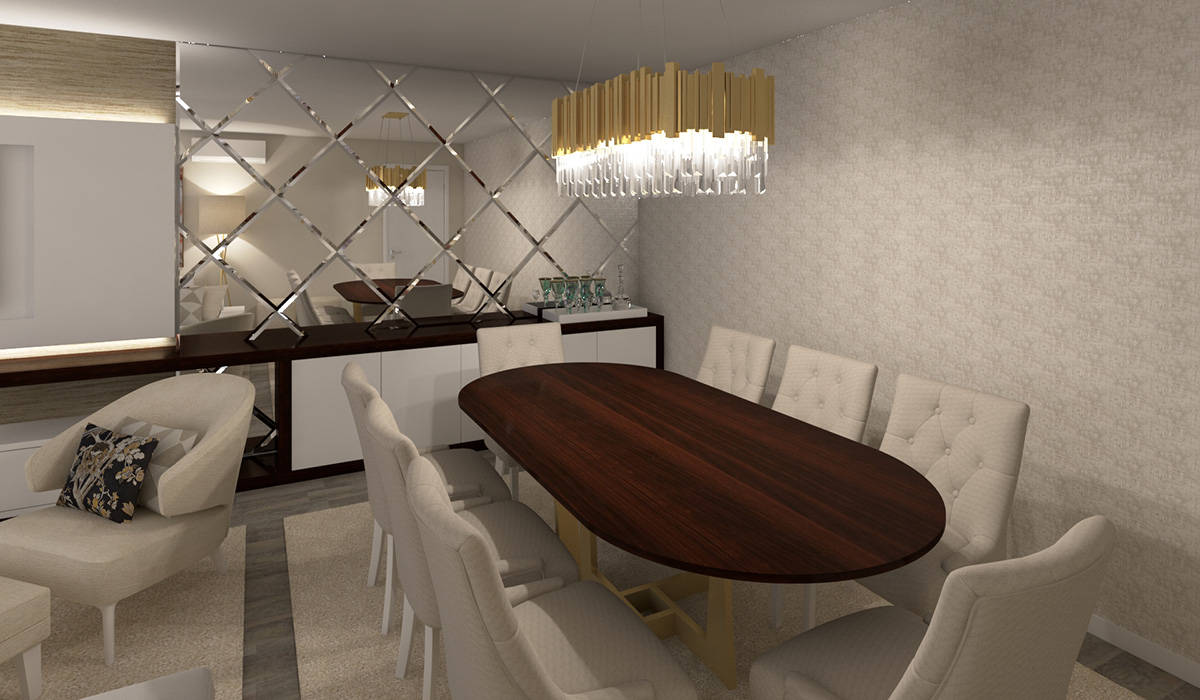 Ana Andrade - Design de Interiores의  다이닝 룸, 모던   