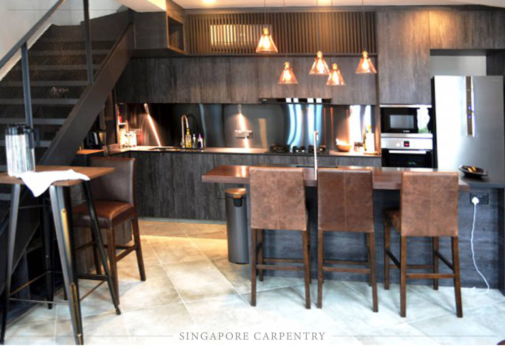 Industrial Style At Craig Road Shophouse Industrial Style Kitchen By Singapore Carpentry Interior Design Pte Ltd Industrial Homify