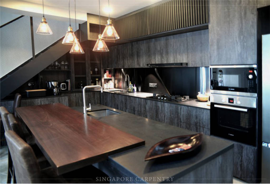 Industrial Style At Craig Road Shophouse Industrial Style Kitchen