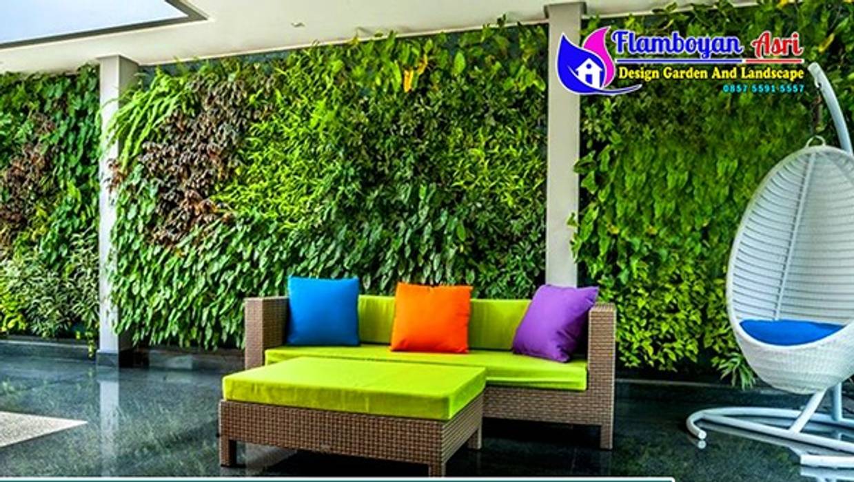 10 Gambar Desain Taman Vertikal (Vertical Garden), Tukang Taman Surabaya - flamboyanasri Tukang Taman Surabaya - flamboyanasri Commercial spaces Iron/Steel Office buildings