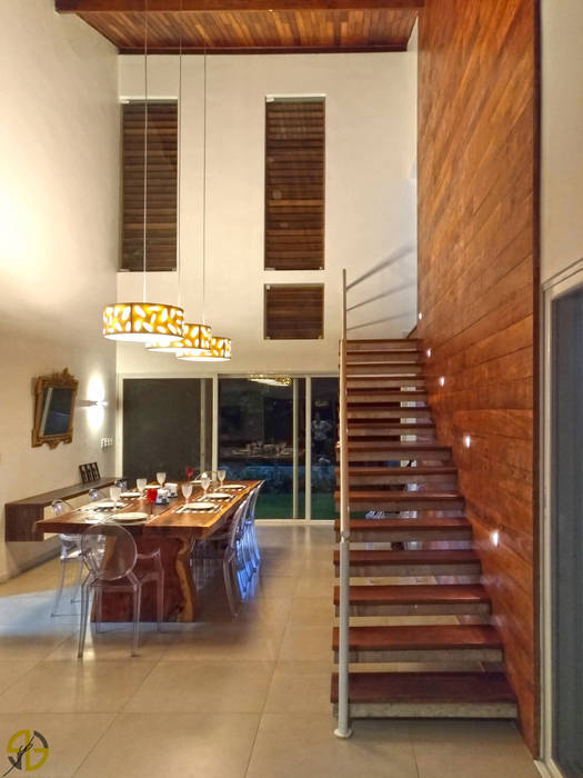 Casa de Campo, Arquitetura Sônia Beltrão & associados Arquitetura Sônia Beltrão & associados Modern dining room Wood Wood effect