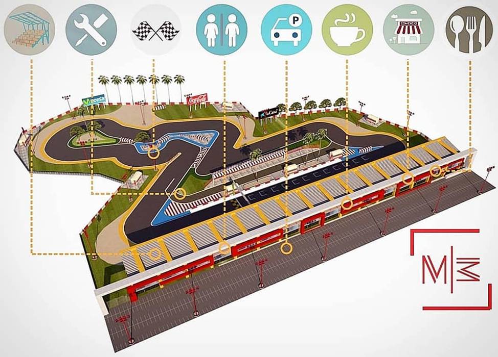Propuesta visual pista Moto-velocidad Arena Blanca., Mar3 - Arquitectos Mar3 - Arquitectos