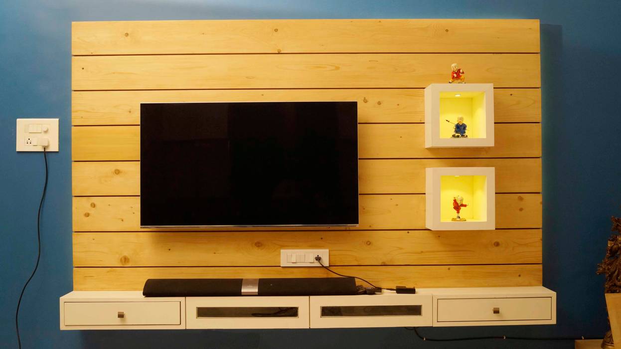 pine wood tv unit decorMyPlace Modern living room Wood Wood effect tv unit