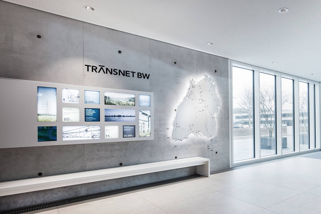 TransnetBW Ausstellungsdesign DITTEL ARCHITEKTEN GMBH Gewerbeflächen Beton modern,Austellung,design,digital,Messe Design