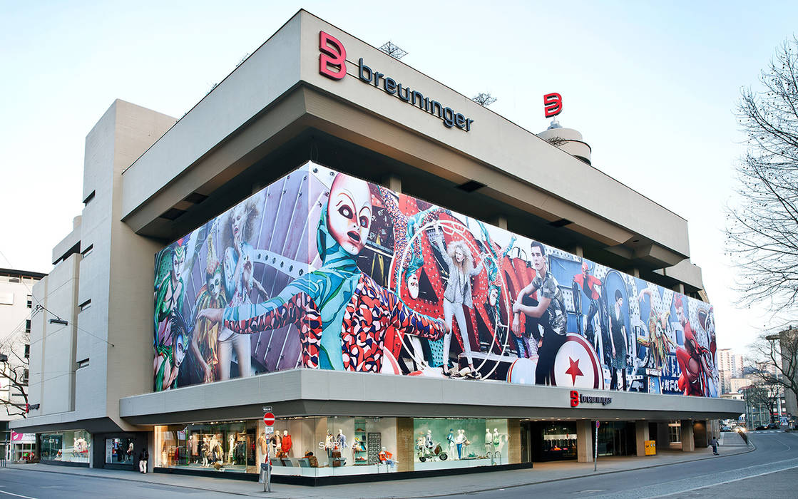 Breuninger Textilfassade, DITTEL ARCHITEKTEN GMBH DITTEL ARCHITEKTEN GMBH Espacios comerciales Shoppings y centros comerciales