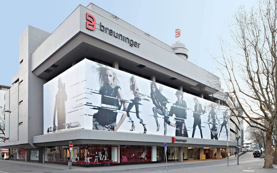 Breuninger Textilfassade, DITTEL ARCHITEKTEN GMBH DITTEL ARCHITEKTEN GMBH Espacios comerciales Centros comerciales