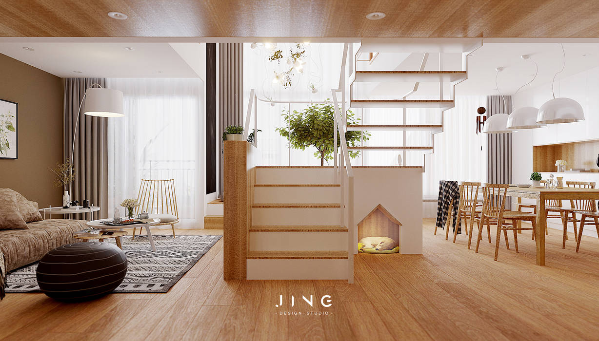 Pingtung 蔡宅, 景寓空間設計 景寓空間設計 樓梯 家具,财产,建筑,装饰,木头,椅子,室内设计,建筑学,植物,地板