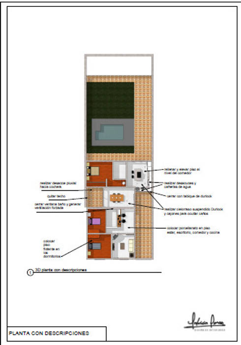 Planta con memoria descriptiva Ponce Interiores Plano con detalles