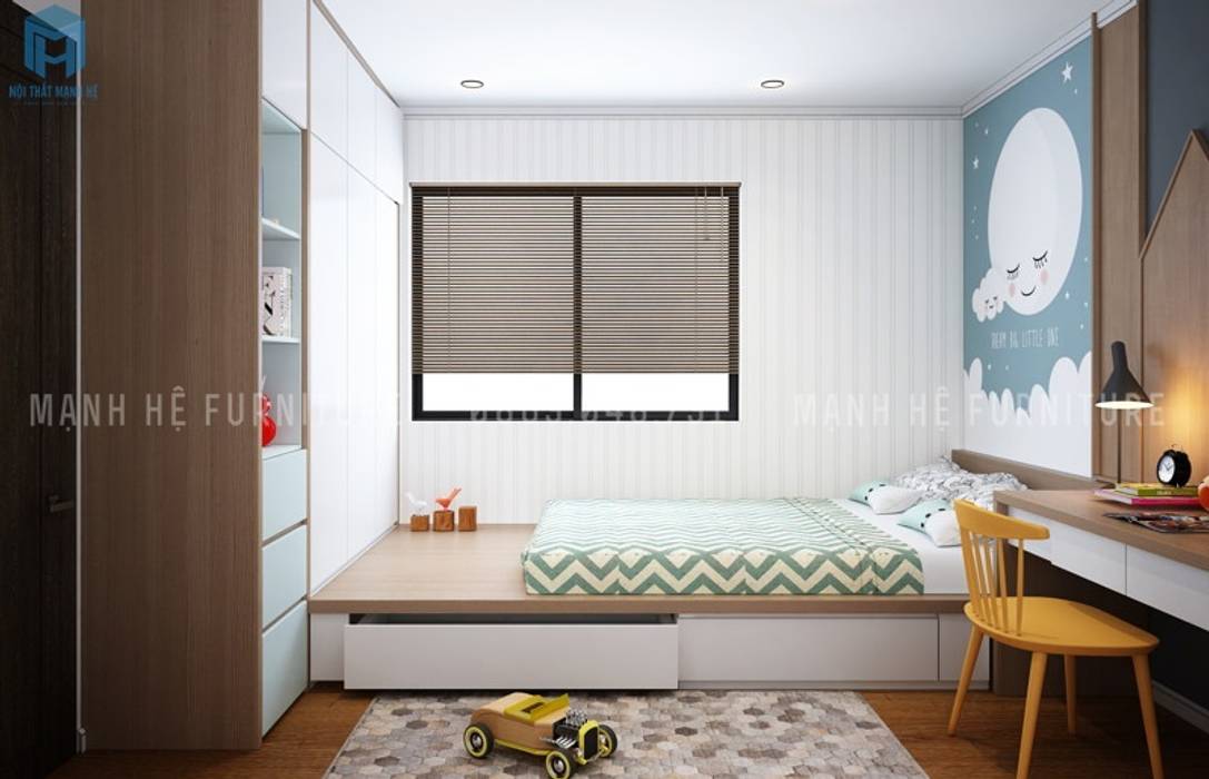 Phòng ngủ nhỏ cho bé với các vật dụng hiện đại Công ty Cổ Phần Nội Thất Mạnh Hệ Phòng ngủ nhỏ
