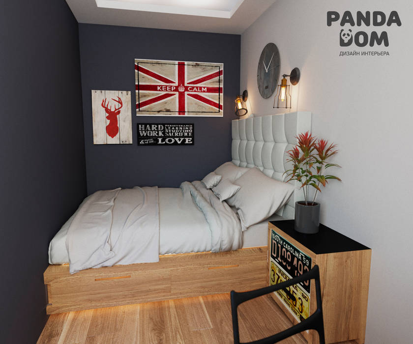 Маленький лофт., дизайн-студия PandaDom дизайн-студия PandaDom Small bedroom