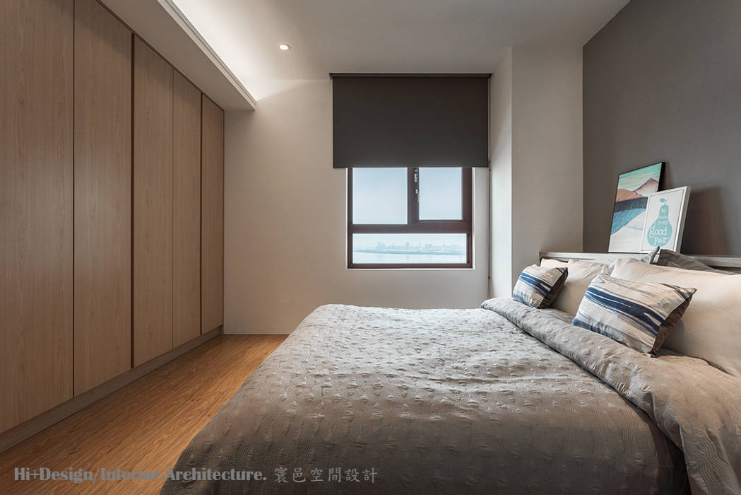主臥室全景 Hi+Design/Interior.Architecture. 寰邑空間設計 Minimalist bedroom