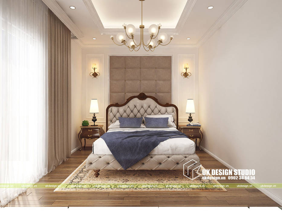 THIẾT KẾ NỘI THẤT BIỆT THỰ CỔ ĐIỂN 10X20M, UK DESIGN STUDIO - KIẾN TRÚC UK UK DESIGN STUDIO - KIẾN TRÚC UK Petites chambres