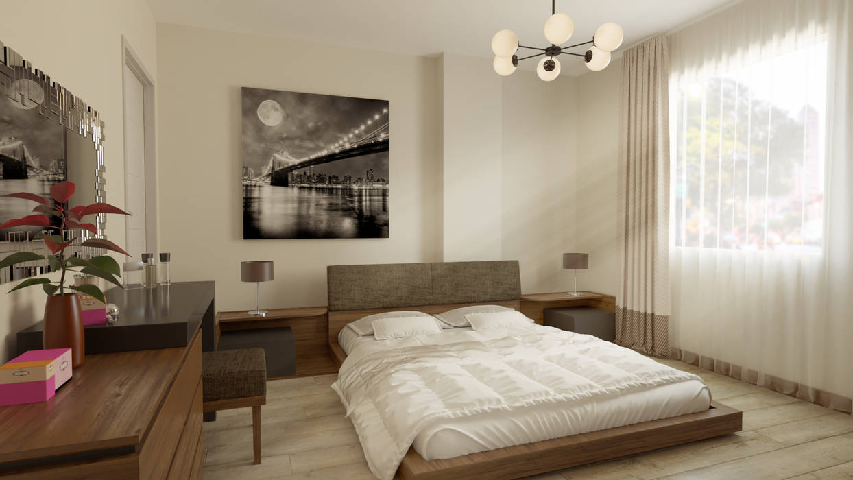 Yatak Odası Tasarımları Emre Bayraktar Küçük Yatak Odası Yönlendirilmiş Yonga Levha Yatak Odası,komidin,makyaj aynası,gardolap,mobilya,dekorasyon