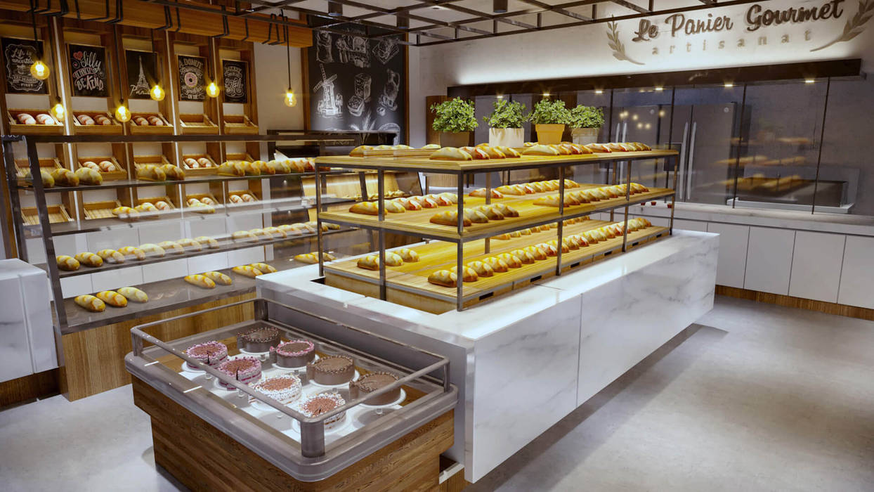 Projeto de arquitetura Comercial Delicatessen Cafeteria - Soft Industrial , Gelker Ribeiro Arquitetura | Arquiteto Rio de Janeiro Gelker Ribeiro Arquitetura | Arquiteto Rio de Janeiro Рабочий кабинет в рустикальном стиле