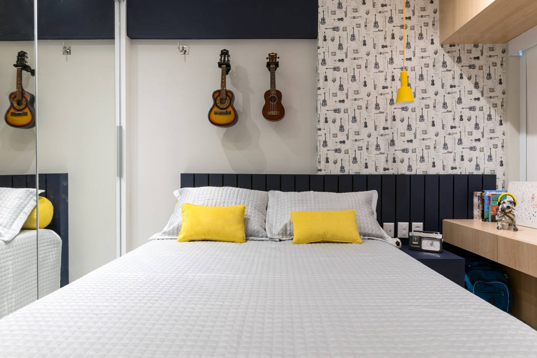 Quarto Infantil - C|F Bience Arquitetura Quartos dos meninos Prédio,Mobiliário,Conforto,Madeira,Têxtil,Armação de cama,Casa,Laranja,Arquitetura,Amarelo