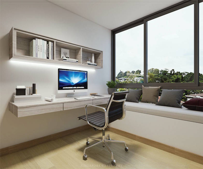 Modern Glamour At Holland Village Condo Modern Study Office By