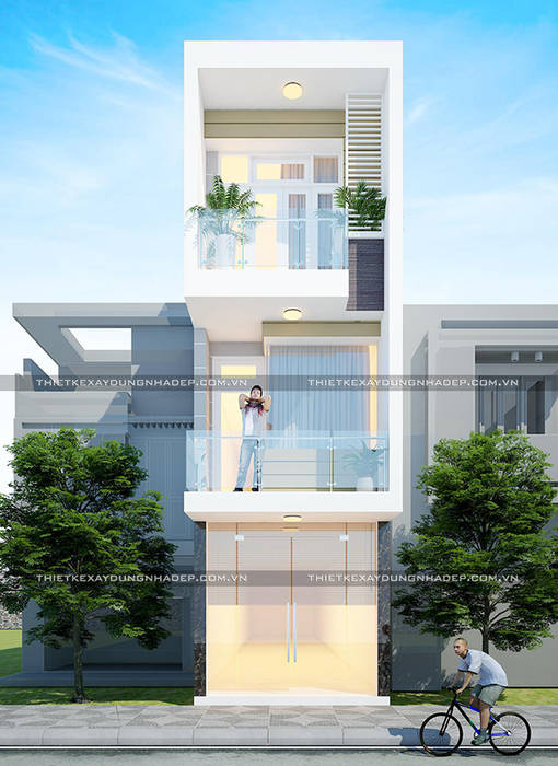 Mặt tiền nhà 3 tầng rộng 3m Công ty cổ phần tư vấn kiến trúc xây dựng Nam Long Nhà gia đình Mặt tiền nhà đẹp
