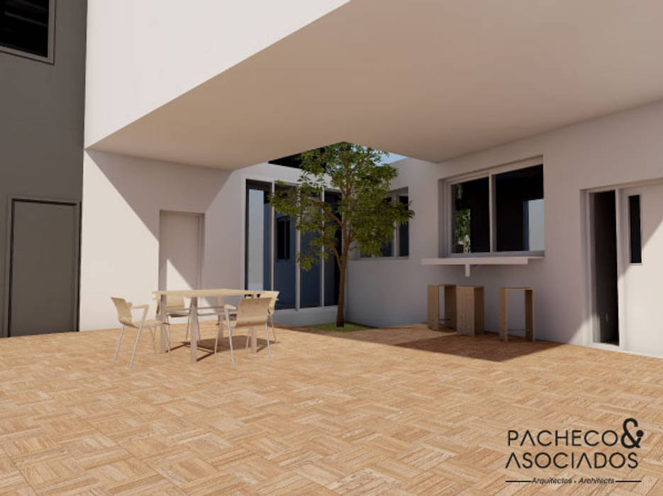 Diseño de una villa en Torrevieja por Pacheco&Asociados, Pacheco & Asociados Pacheco & Asociados Patios