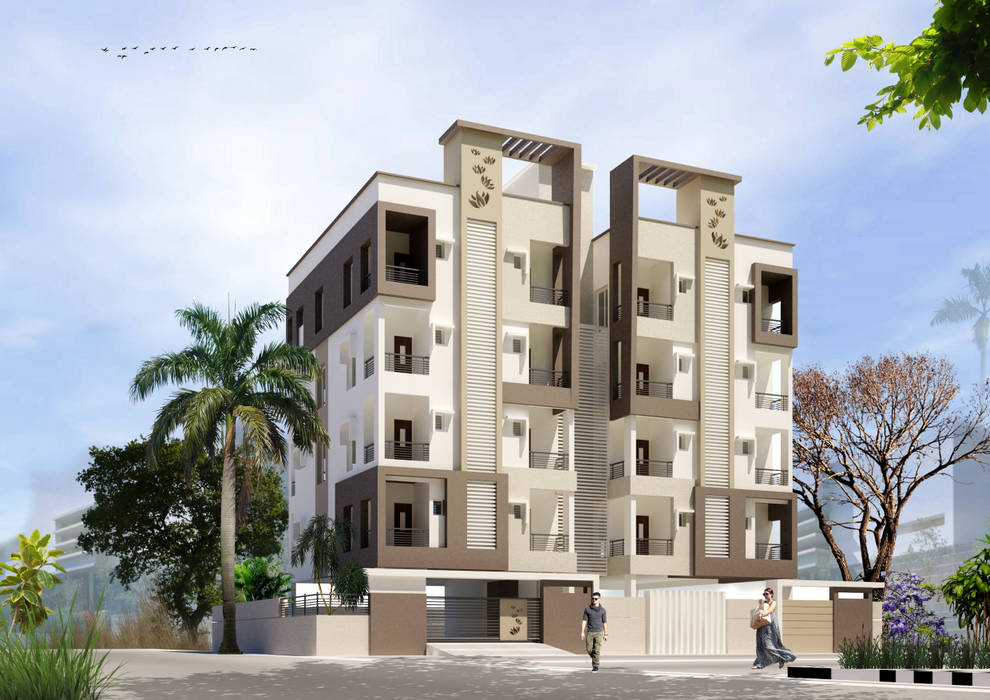 APARTMENTS IN TIRUAPTHI , KEYSTONE DESIGN STUDIOS KEYSTONE DESIGN STUDIOS منزل عائلي كبير