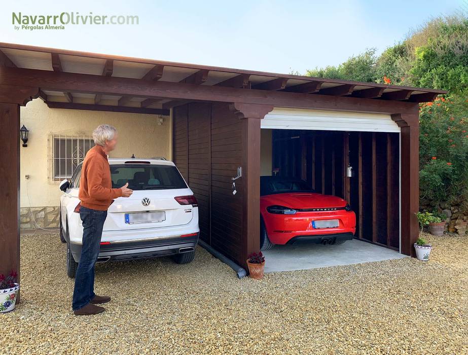 Aparcamiento doble con garaje, NavarrOlivier NavarrOlivier Double Garage Wood Wood effect